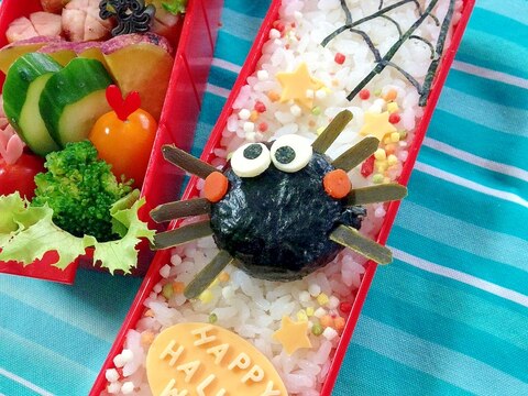 簡単キャラ弁☆ハロウィン　スパイダーのお弁当♪